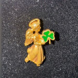 Angel Pin with Green Shamrock